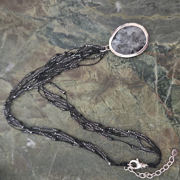 Silpada .925 Sterling Silver Glass bead five strand necklace with pendant - Picture 6 of 7